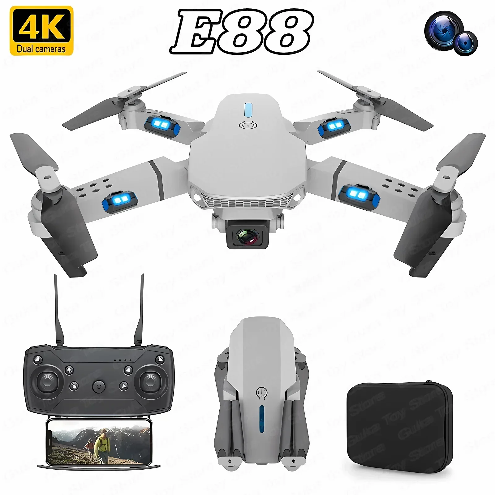 Rc Helicopter Case - E88 Pro WIFI FPV Дрон Широкоугольный